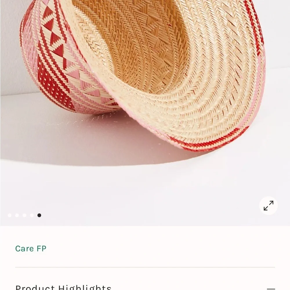 Free People Tierra Santa Wayuu Hat Red and Pink Woven Straw Hat